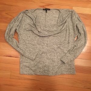 WHBM Grey Slver Slouchy Cold Shoulder Sweater Sz L